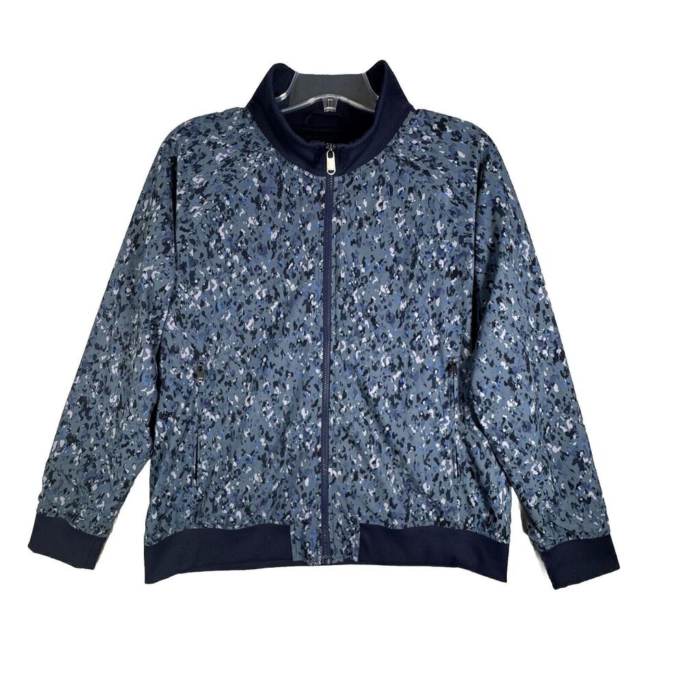 Athleta Jacket Women XL Captivate Chrome Blue Brooklyn Bomber Workout Athleisure